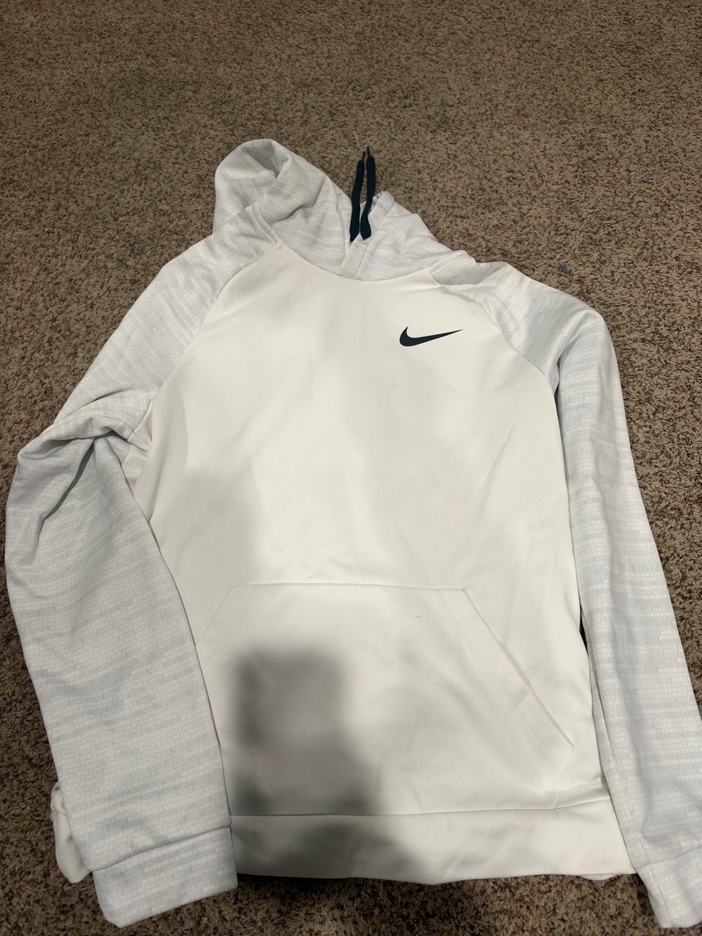 Nike White and Light Gray Crewneck Hoodie